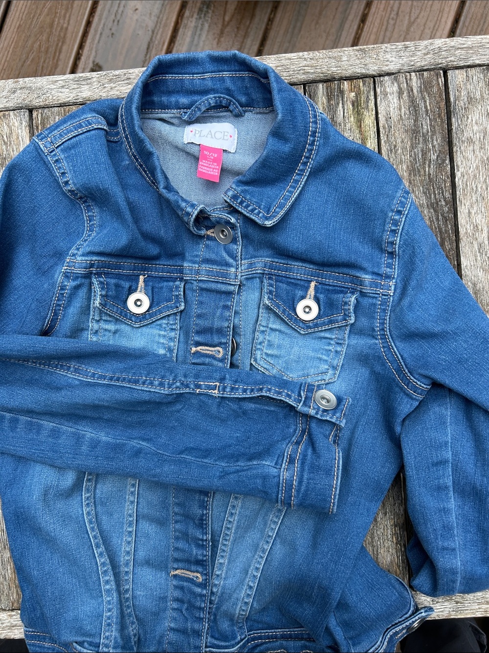 The Children's Place Dark Blue Denim Jacket for Kids size 10/ 12